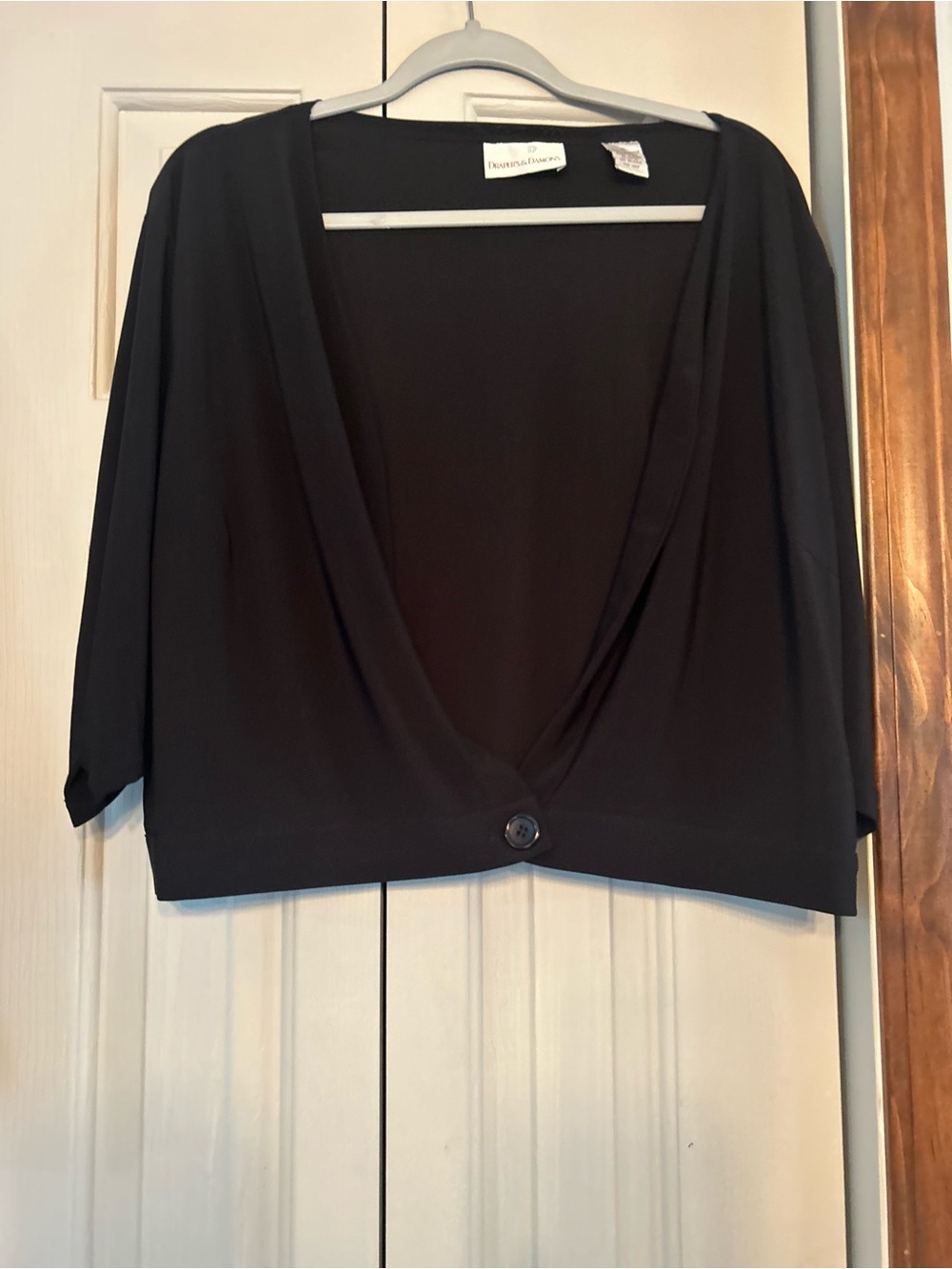 Balera Black Draped Ballet Shrug with Single Button